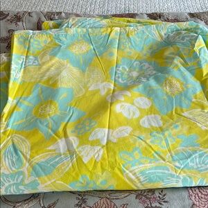 Lilly Pulitzer for Garnet Hill lime green and turoFloral Duvet Cover, King